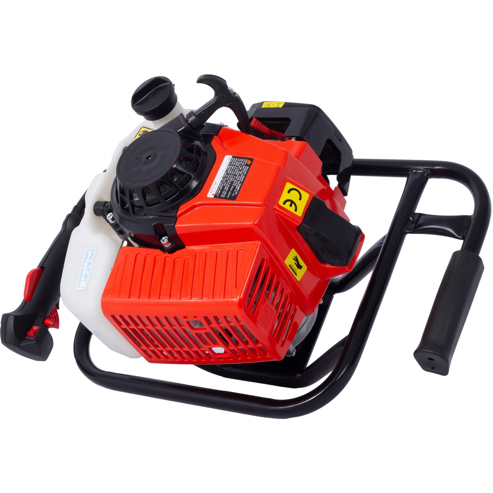 2.7Hp Post Hole Digger 63Cc Gas Powered 2 Stroke Auger Digging Drill Shaft Size 3 4" ,Epa Certificated With L4" L6" L8" L12" Drill Bits Ext Rod Kits Black Steel