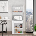 Poole Pantry Cabinet, Three Side Small Shelves, One Drawer, Double Door Cabinet, Four Adjustable Metal Legs White Mdf Engineered Wood