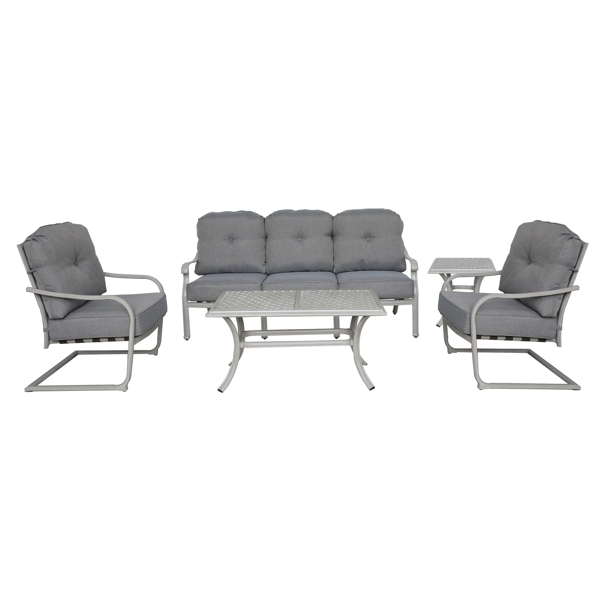 Durable Outdoor 5 Piece Aluminum Deep Seating Set, Basalt Wheat Aluminium