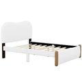 Full Size Upholstered Platform Bed With Wood Supporting Feet, White Box Spring Not Required Full White Bedroom Bed Frame Upholstered