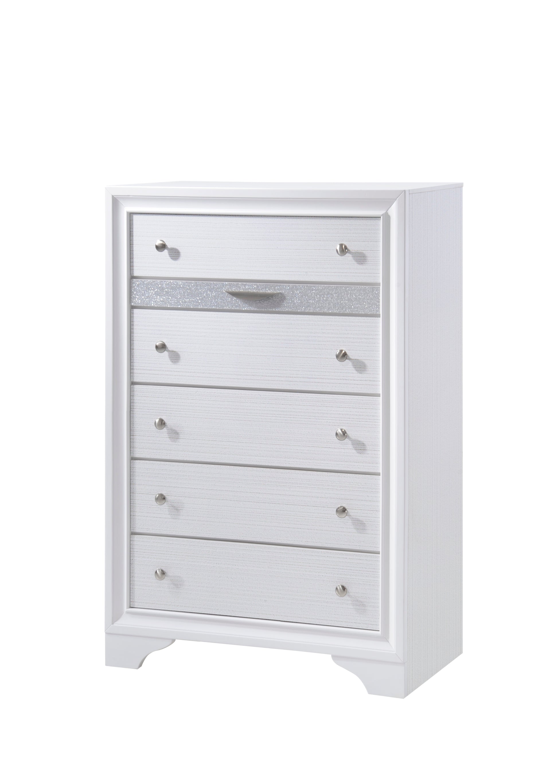 Matrix Traditional Style 5 Drawer Chest Made With Wood In White Color White Bedroom Traditional Solid Wood Mdf Wood