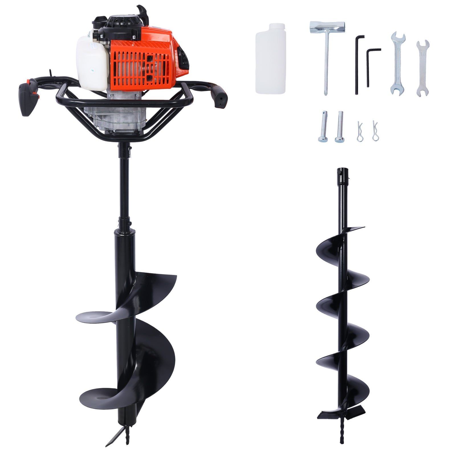 2.7Hp Post Hole Digger 63Cc Gas Powered 2 Stroke Auger Digging Drill Shaft Size 3 4" ,Epa Certificated With L6" L10" Drill Bits Black Steel
