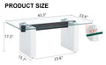 Modern Minimalist Transparent Tempered Glass Coffee Tablepaired With White Mdf Decorative Columns. Computer Desk. Game Table. Ct 1546 Transparent Glass