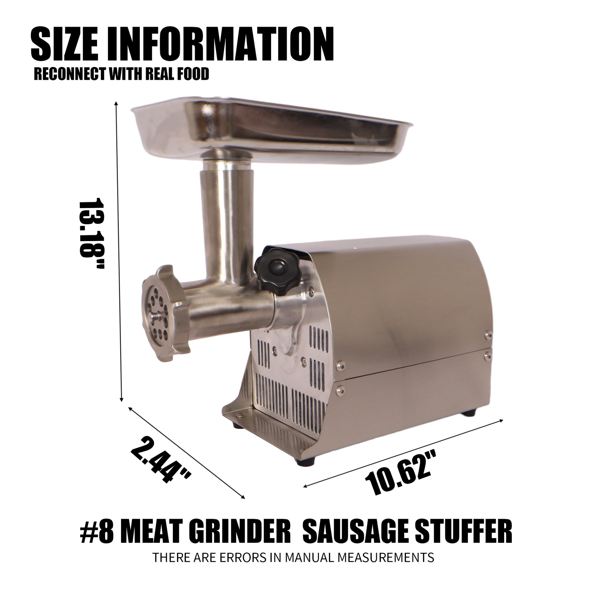 Meat Grinder Commercial Meat Grinding Machine Electric Meat Chopper Mincer With 4 6 8Mm Grinding Plates & Stuffing Tubes Stainless Steel Aqua Grey Kitchen Stainless Steel