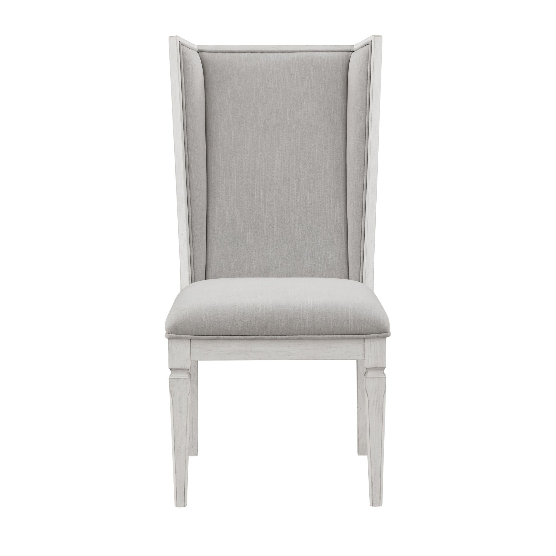 Katia Side Chair Set 2 , Light Gray Linen & Weathered White Finish Dn02274 Light Gray Linen