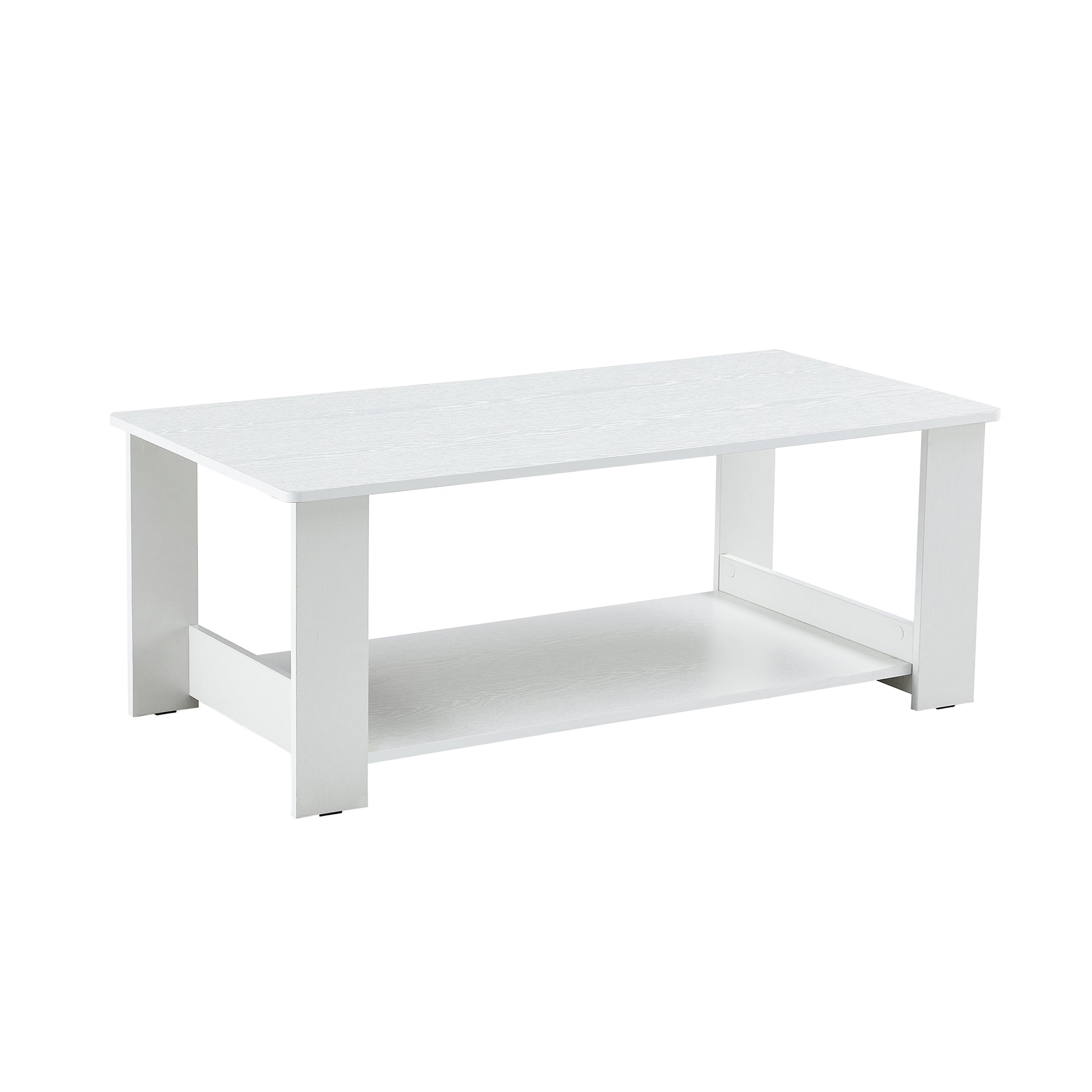 A Modern And Practical White Coffee Table And Coffee Table. The Double Layered Coffee Table Is Made Of Mdf Material,. Suitable For Living Room, Bedroom, And Study.43.3"*21.6"*16.5" Ct 16 White Mdf