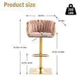 Coolmore Vintage Bar Stools With Back And Footrest Counter Height Dining Chairs 2Pc Set Pink Metal