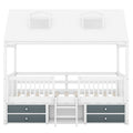 Full Size Wood Bed House Bed Frame,White Box Spring Not Required Full White Wood Pine Bed Frame Wood