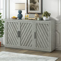 3 Door Large Storage Retro Sideboard With Adjustable Shelves And Black Handles For Kitchen, Dining Room And Living Room Antique Gray Antique Gray Solid Wood Mdf