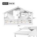 Wood Full Size House Bed With Roof, Window And Guardrail, White Box Spring Not Required Full White Wood Bedroom Solid Wood Mdf