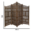 Hand Carved Foldable 4 Panel Wooden Partition Screen Roomdivider,Brown Brown Wood