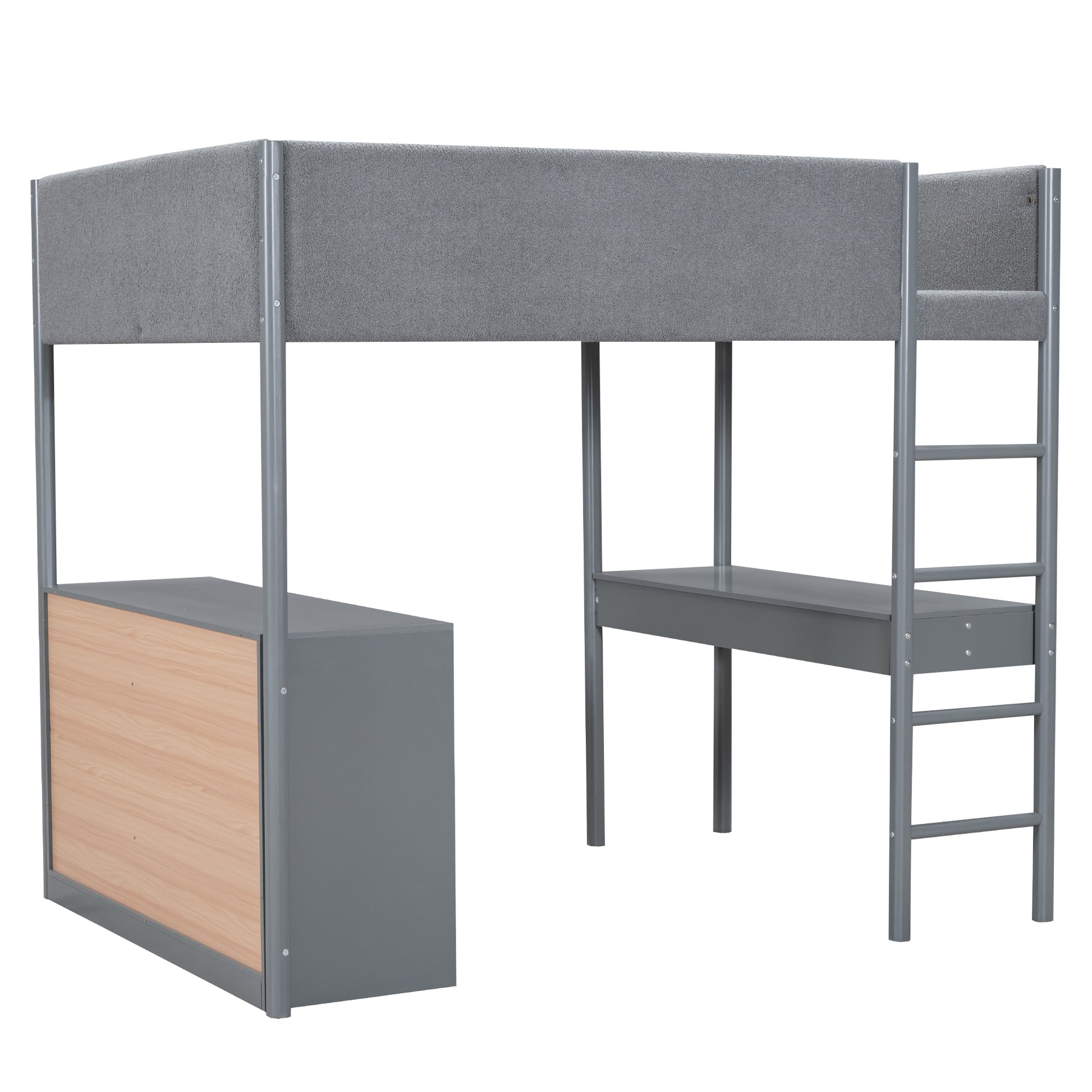 Full Size Teddy Fleeceloft Bed Wood Bed, Gray Full Gray Fleece
