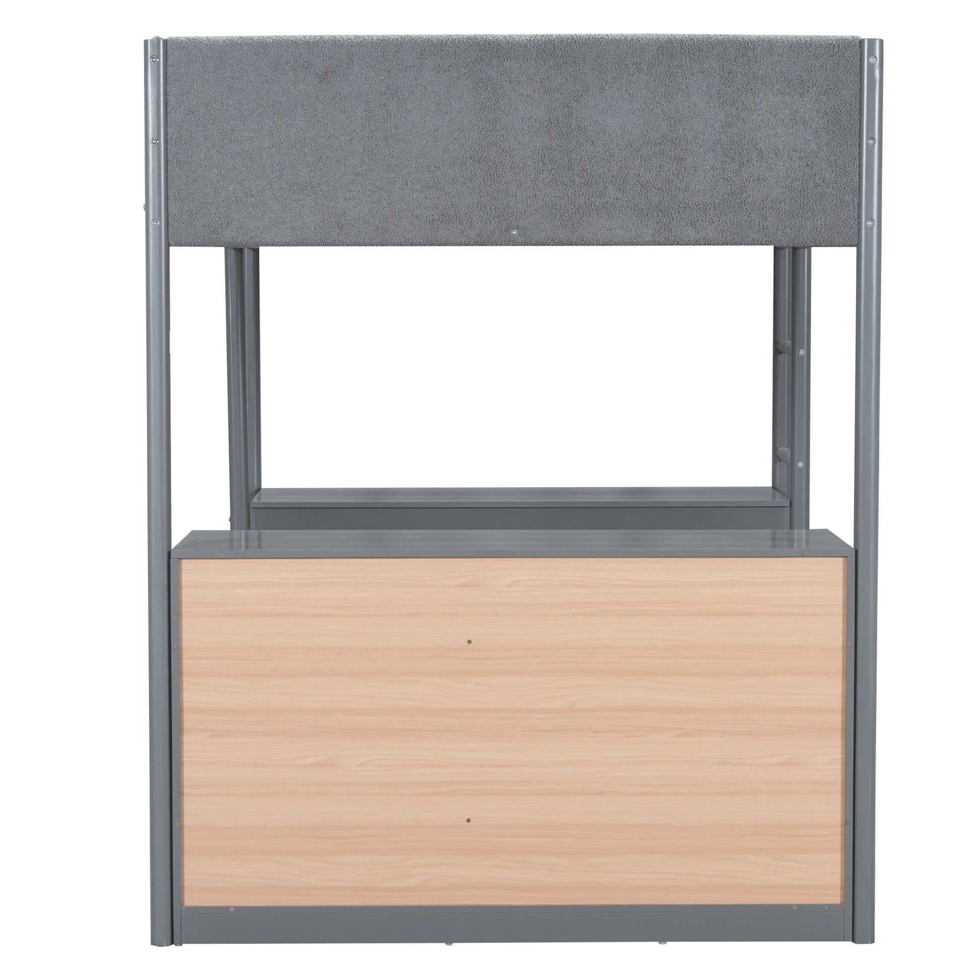Full Size Teddy Fleeceloft Bed Wood Bed, Gray Full Gray Fleece