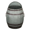 Drum Shape Metal Wine Storage Table With Removable Lid, Rustic Brown And Gray Brown Gray Metal