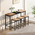 Modern Design Kitchen Dining Table, Pub Table, Long Dining Table Set With 3 Stools, Convenient Hanging Stool Design, Natural Black Natural Black Desk And Chair Set Mdf Metal