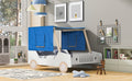 Full Size Car Shaped Bed With Tents,White Natural White Natural Plywood