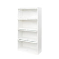 Bookcase Contemporary Closed Back Glass Doors Office Storage Cabinet Floor To Ceiling Low Cabinet Bookcase Against Wall Dustproof Bookshelf White Mdf