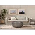 Alisha 36 Inch Coffee Table, Handcrafted Drum Shape With Ribbed Edges, Gray Mango Wood Gray Solid Wood