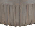 Alisha 36 Inch Coffee Table, Handcrafted Drum Shape With Ribbed Edges, Gray Mango Wood Gray Solid Wood