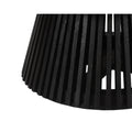 Ridge 32 Inch Handcrafted Round Coffee Table, Mango Wood, Slatted Flared Base, Black Black Solid Wood