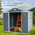 6X8Ft Resin Outdoor Storage Shed Kit Perfect To Store Patio Furniture,Grey Grey Plastic