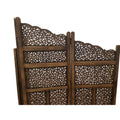 Hand Carved Foldable 4 Panel Wooden Partition Screen Roomdivider,Brown Brown Wood