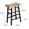 30 Inch Barstool With Saddle Style Wood Seat, Ladder Base, Brown And Black Black Metal & Wood