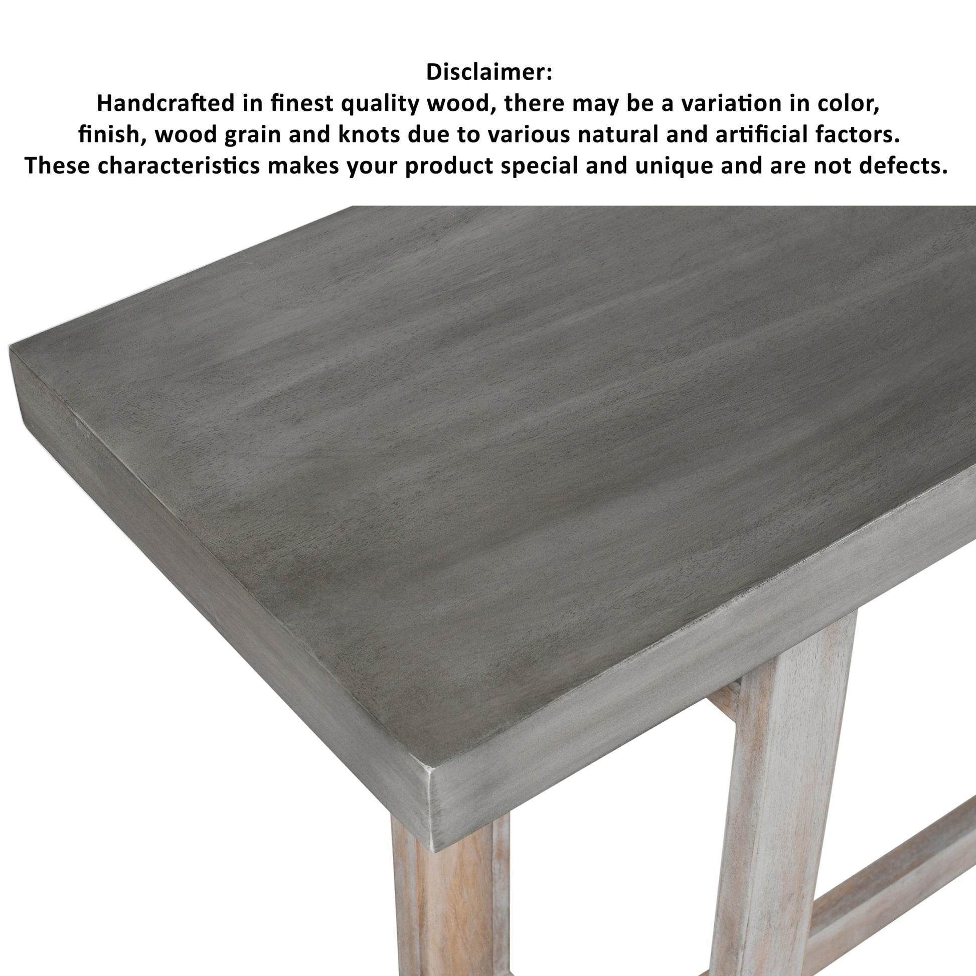59 Inch Artisan Sideboard Console Table With Geometric Interlocked Base, Distressed Matte Gray Gray Solid Wood