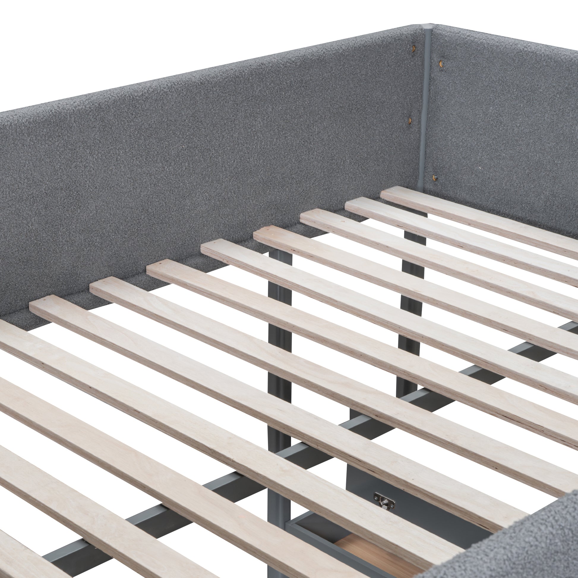 Full Size Teddy Fleeceloft Bed Wood Bed, Gray Full Gray Fleece