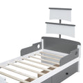 Twin Size Boat Shaped Platform Bed With 2 Drawers,Twin Bed With Storage For Bedroom,Gray Gray Wood