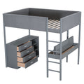 Full Size Teddy Fleeceloft Bed Wood Bed, Gray Full Gray Fleece