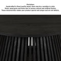 Ridge 32 Inch Handcrafted Round Coffee Table, Mango Wood, Slatted Flared Base, Black Black Solid Wood