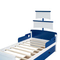 Twin Size Boat Shaped Platform Bed With 2 Drawers ,Twin Bed With Storage For Bedroom,Blue Blue Wood