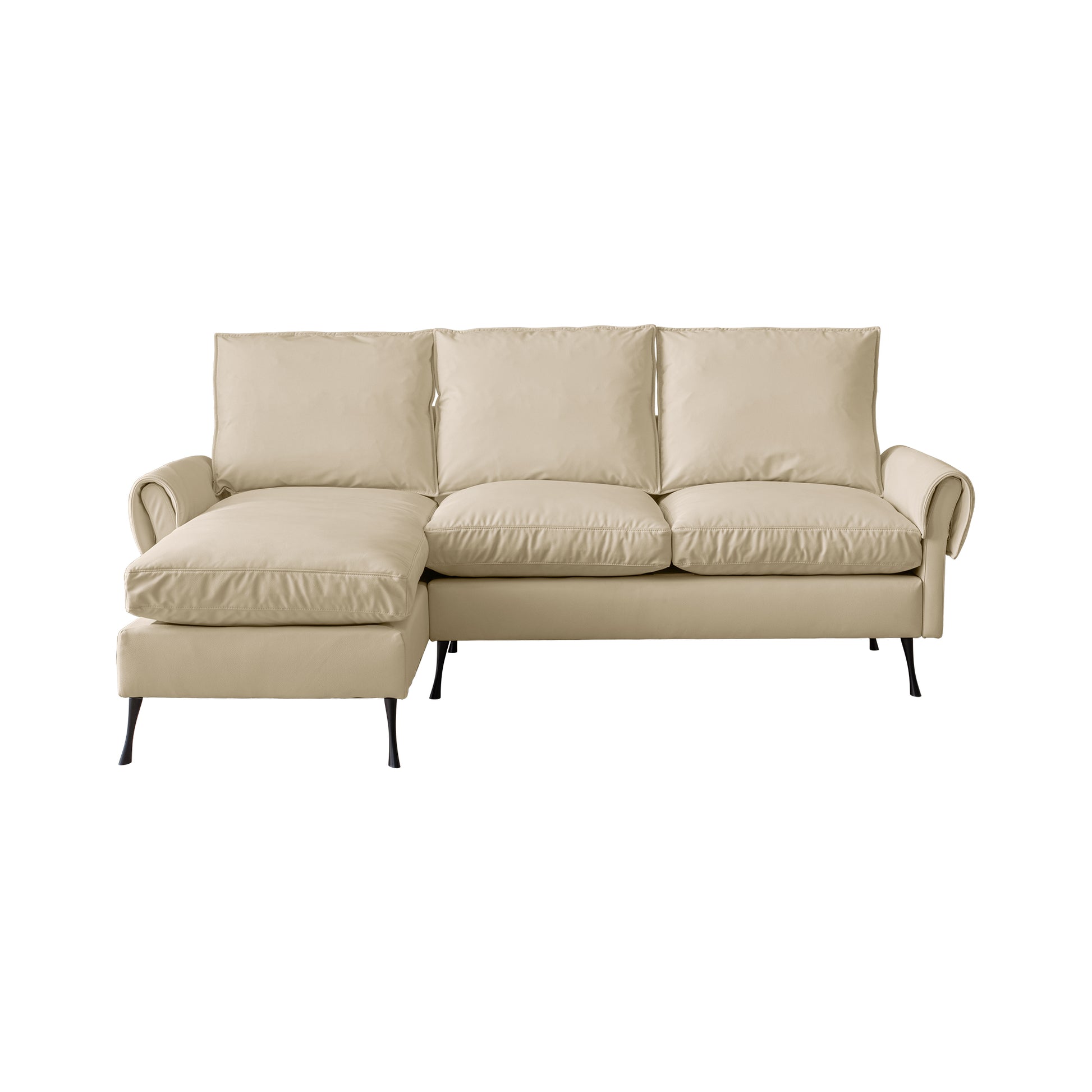 81"Modern Sectional Technical Leather L Shaped Sofa Couch With Reversible Chaise Lounge Beige Modern Foam Technical Leather
