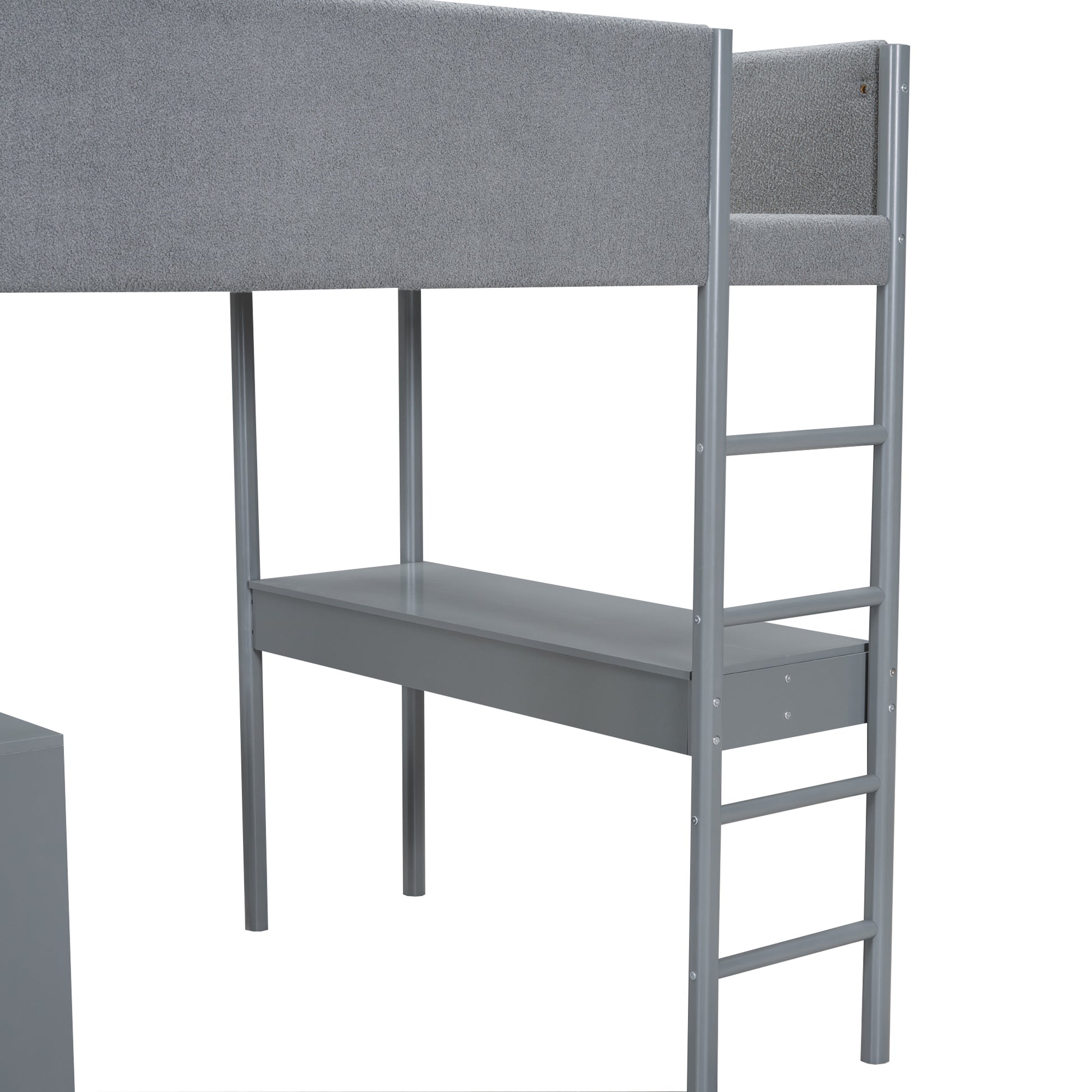 Full Size Teddy Fleeceloft Bed Wood Bed, Gray Full Gray Fleece