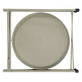 18 Inch Modern Side End Table, Round Metal Tray Top, Foldable Legs, Beige Beige Iron