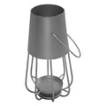 Ambient 12 Inch Vintage Style Iron Candle Stand Lantern, Sleek Curved Handle, Metallic Silver Antique Silver Iron