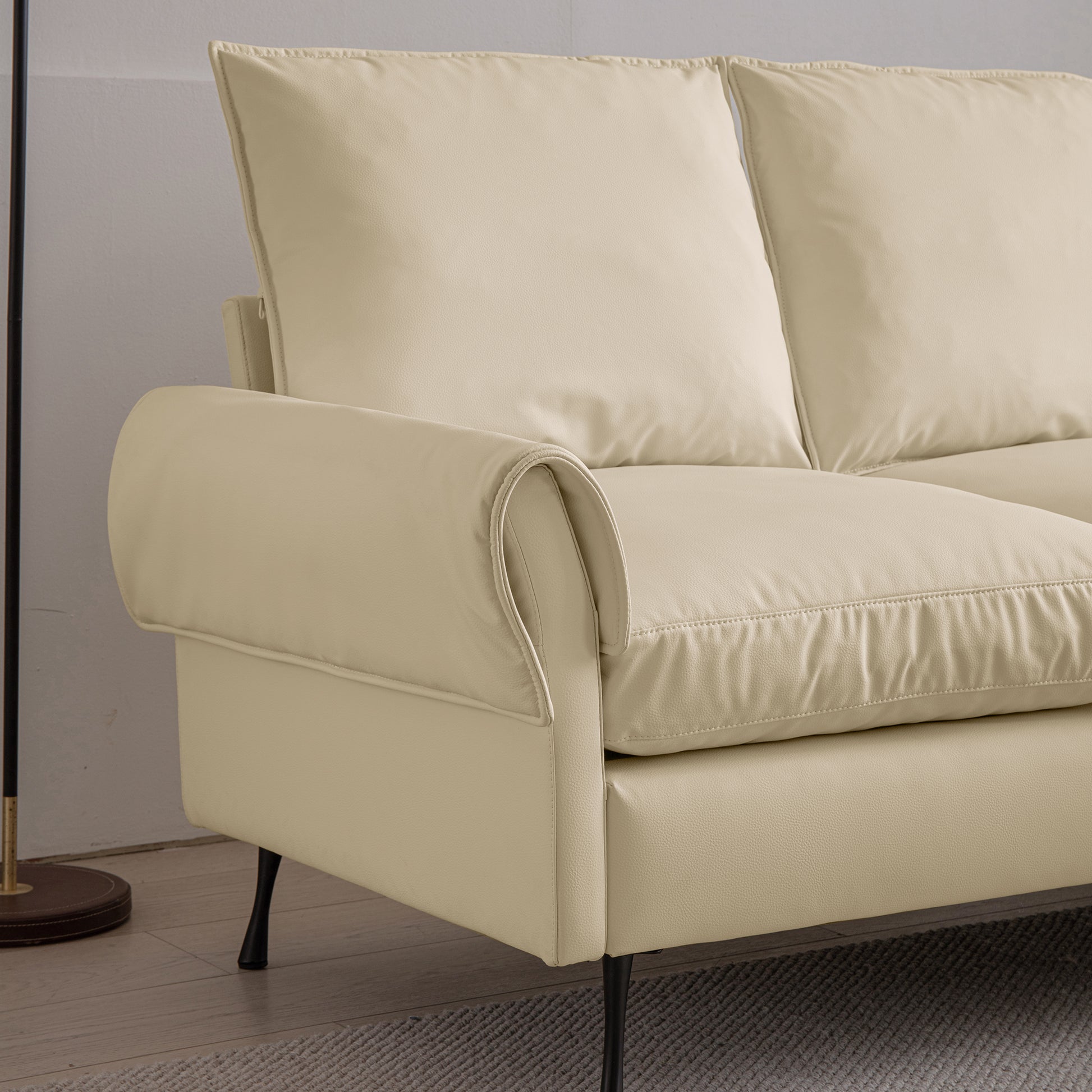 81"Modern Sectional Technical Leather L Shaped Sofa Couch With Reversible Chaise Lounge Beige Modern Foam Technical Leather