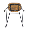 28 Inch Bar Stool With Mango Wood Saddle Seat, Iron Rod Legs, Brown And Black Black Brown Metal & Wood