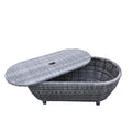 Modern Outdoor Wicker Oval Coffee Table With Storage, Black Tourmaline Black Aluminium