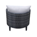 Premium Outdoor Wicker Club Chair With Cushion, Set Of 2, Gabardine Grey Aluminium