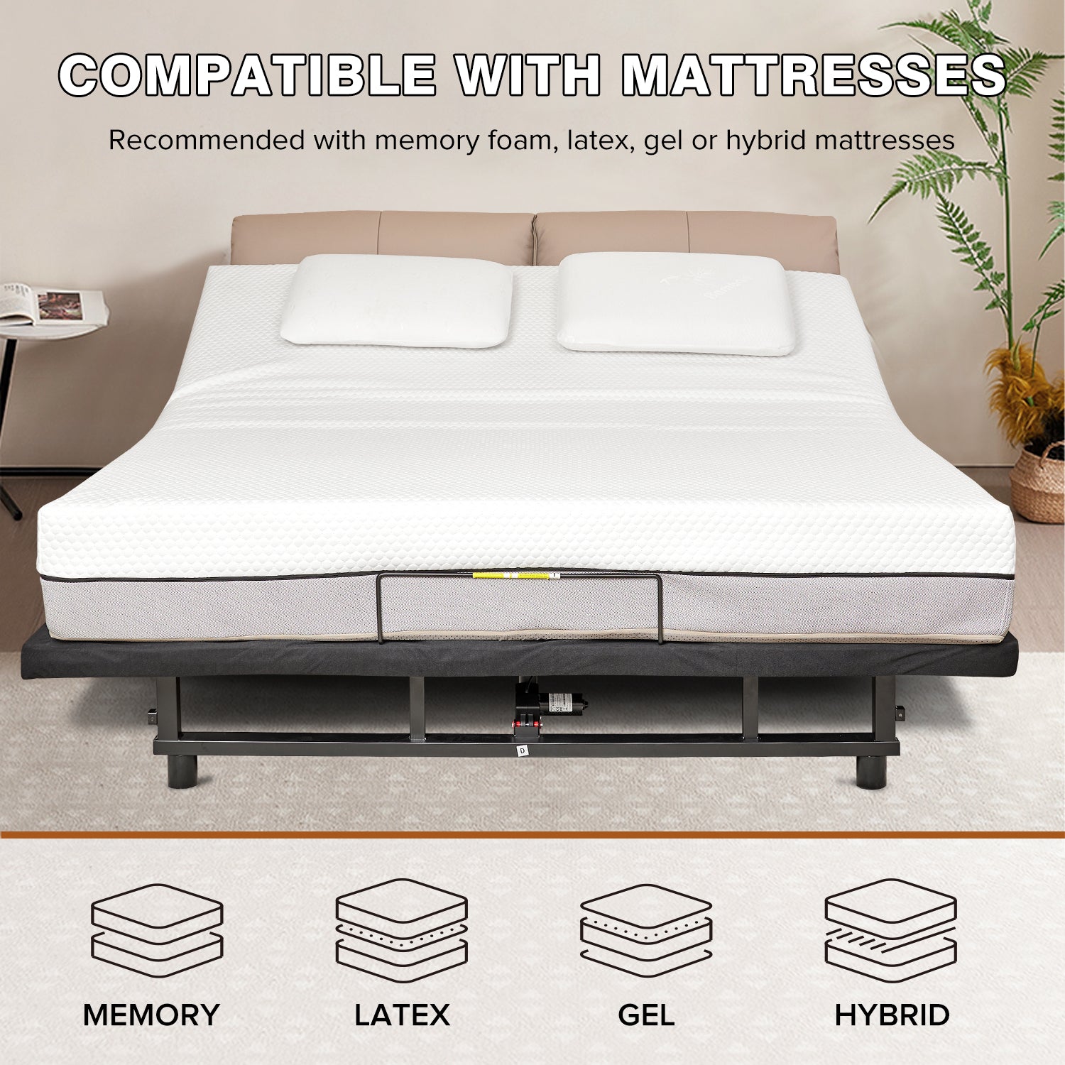 Adjustable Bed Base Frame Head And Foot Incline Quiet Motor Twin Xl Size Zero Gravity Twin Xl Antique Black Bedroom Bed Frame Steel