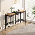 Modern Design Kitchen Dining Table, Pub Table, Long Dining Table Set With 3 Stools, Convenient Hanging Stool Design, Natural Black Natural Black Desk And Chair Set Mdf Metal