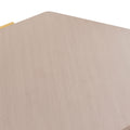 36 Inch Hexagonal Modern Coffee Table, Wood Top And Shelf, Gold Metal Legs Brown Gold Particle Board