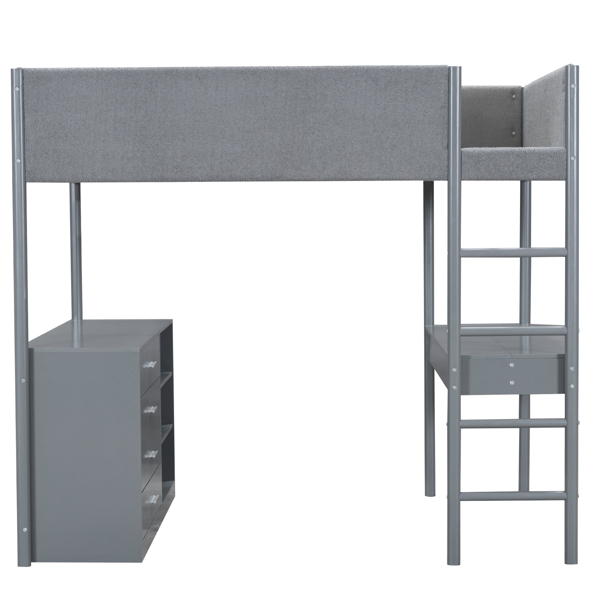Full Size Teddy Fleeceloft Bed Wood Bed, Gray Full Gray Fleece