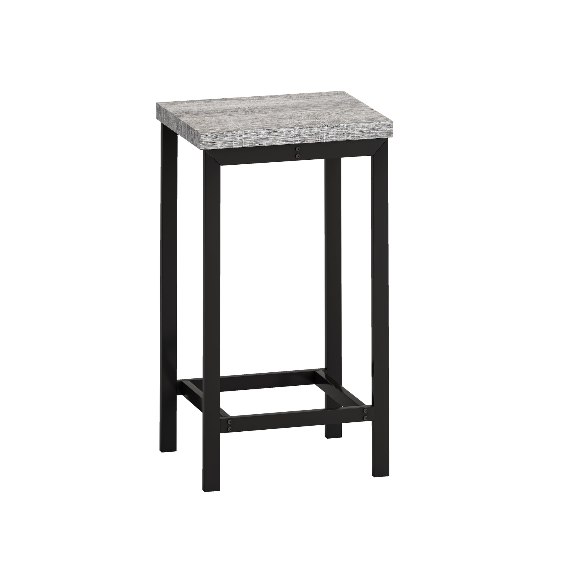 Modern Design Kitchen Dining Table, Pub Table, Long Dining Table Set With 3 Stools, Convenient Hanging Stool Design, Grey Black Grey Black Desk And Chair Set Mdf Metal