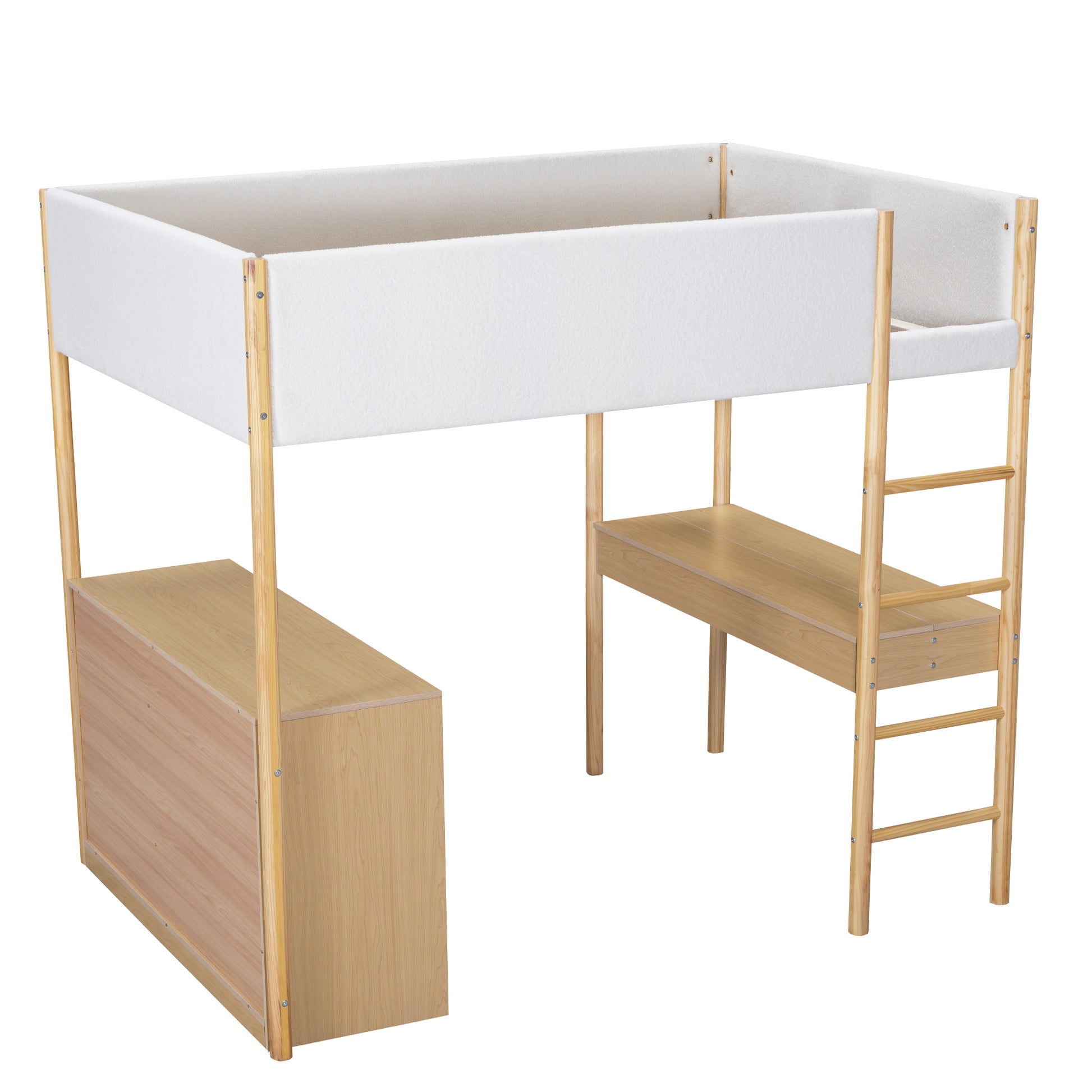 Full Size Teddy Fleeceloft Bed Wood Bed, Natural Full Natural Fleece