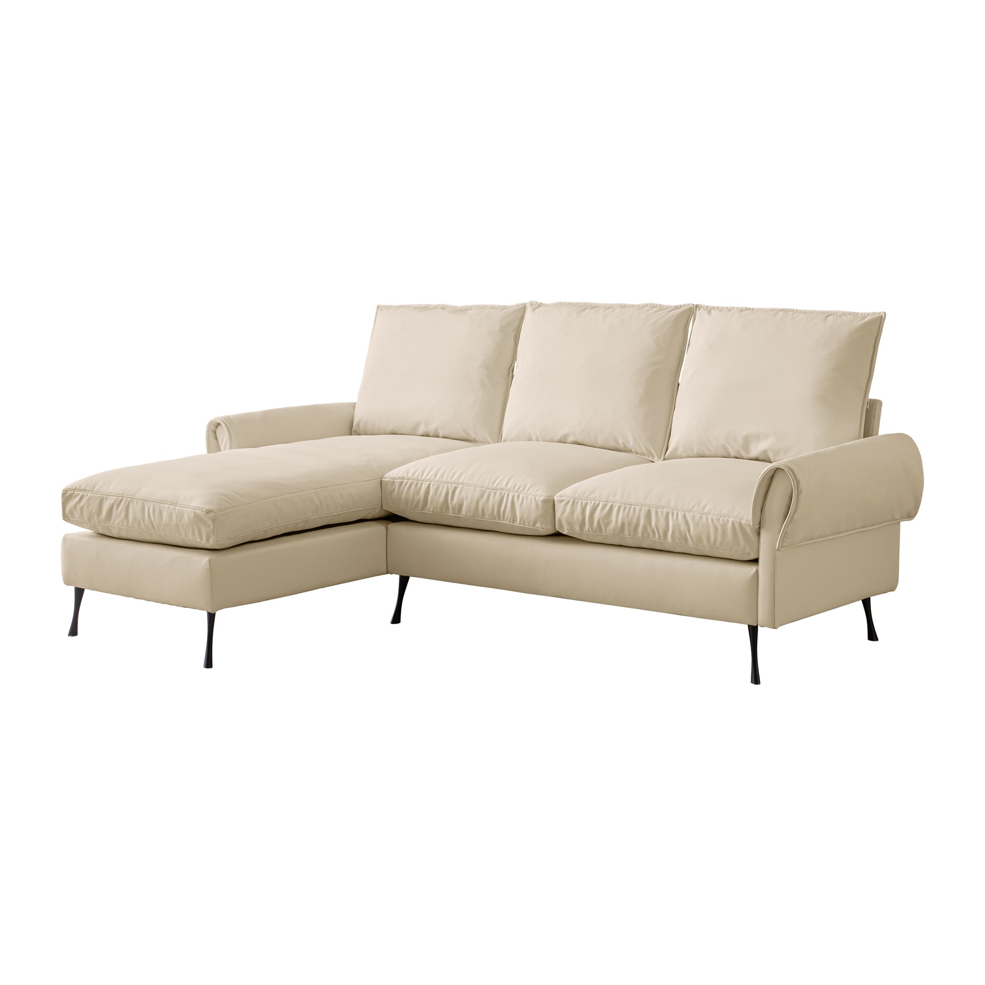 81"Modern Sectional Technical Leather L Shaped Sofa Couch With Reversible Chaise Lounge Beige Modern Foam Technical Leather