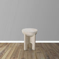 Tomas 20 Inch Side End Table, Mango Wood Drum Top, Classic Washed White White Solid Wood