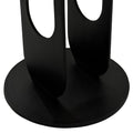 22 Inch Side End Table, Round Natural Mango Wood Top, Black Iron U Shaped Legs Black Brown Metal & Wood